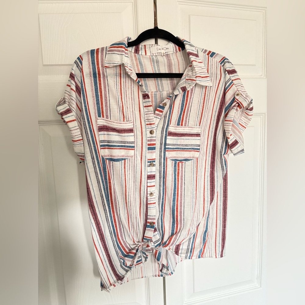 Eden & Olivia Multicolor Striped Button-Down Shirt - Picture 1 of 3